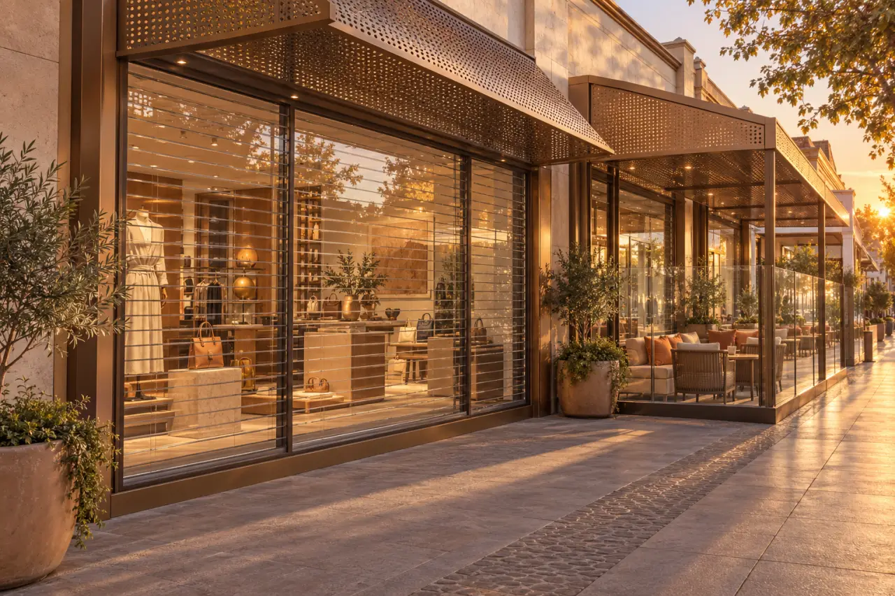 Store pour commerce : protéger terrasse et vitrine sans perdre la lumière